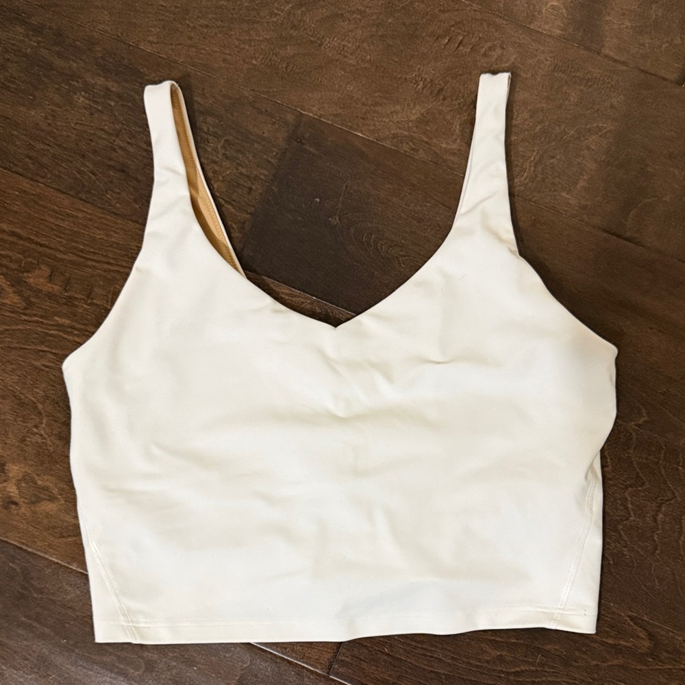 Cream V-Neck Cropped Tank Top - Women